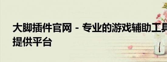 大脚插件官网 - 专业的游戏辅助工具与服务提供平台