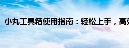 小丸工具箱使用指南：轻松上手，高效操作
