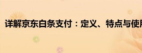 详解京东白条支付：定义、特点与使用方法