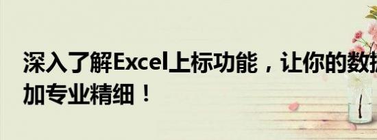 深入了解Excel上标功能，让你的数据呈现更加专业精细！