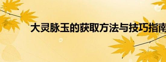 大灵脉玉的获取方法与技巧指南