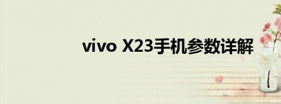 vivo X23手机参数详解