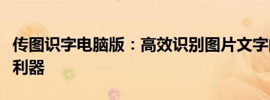 传图识字电脑版：高效识别图片文字的新时代利器