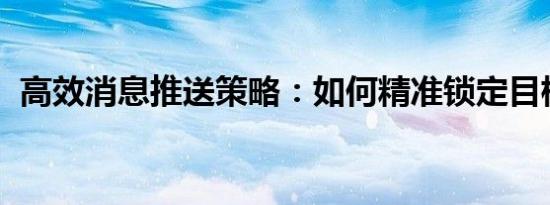 高效消息推送策略：如何精准锁定目标用户