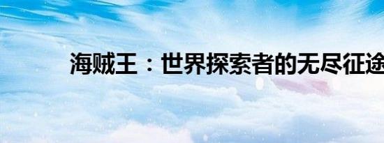 海贼王：世界探索者的无尽征途