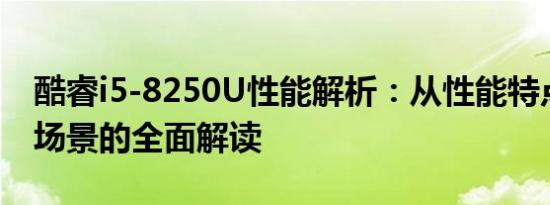 酷睿i5-8250U性能解析：从性能特点到应用场景的全面解读