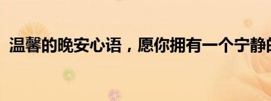 温馨的晚安心语，愿你拥有一个宁静的夜晚