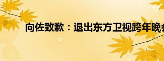 向佐致歉：退出东方卫视跨年晚会