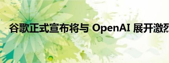 谷歌正式宣布将与 OpenAI 展开激烈竞争