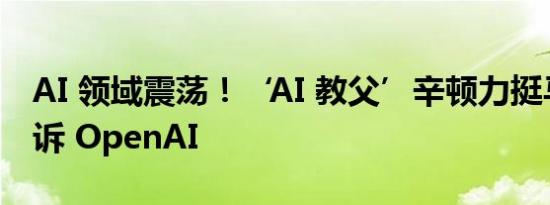AI 领域震荡！‘AI 教父’辛顿力挺马斯克起诉 OpenAI