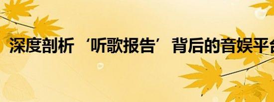深度剖析‘听歌报告’背后的音娱平台现状