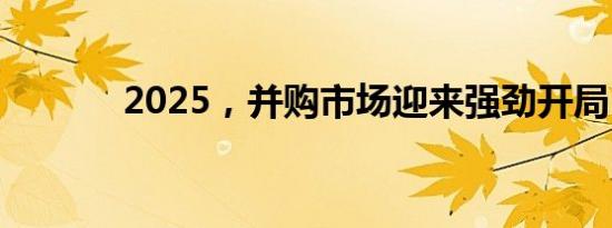 2025，并购市场迎来强劲开局