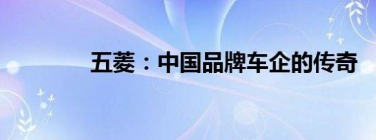 五菱：中国品牌车企的传奇