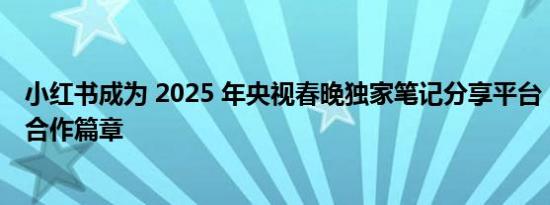 小红书成为 2025 年央视春晚独家笔记分享平台，开启全新合作篇章