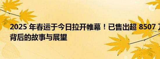 2025 年春运于今日拉开帷幕！已售出超 8507 万张车票，背后的故事与展望