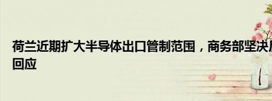 荷兰近期扩大半导体出口管制范围，商务部坚决反对并作出回应