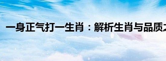 一身正气打一生肖：解析生肖与品质之关联