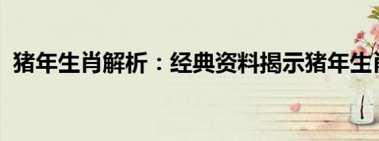 猪年生肖解析：经典资料揭示猪年生肖特点