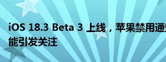 iOS 18.3 Beta 3 上线，苹果禁用通知摘要功能引发关注